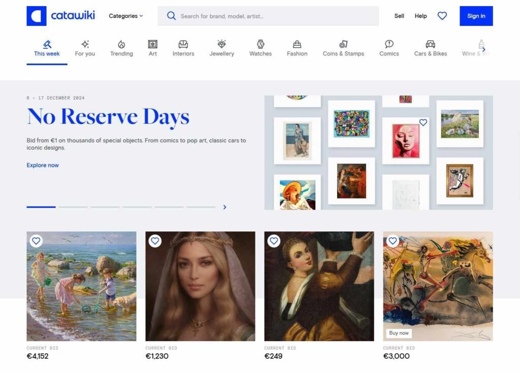 Website Types - Auction Website development  - Catawiki - Colorwhistle