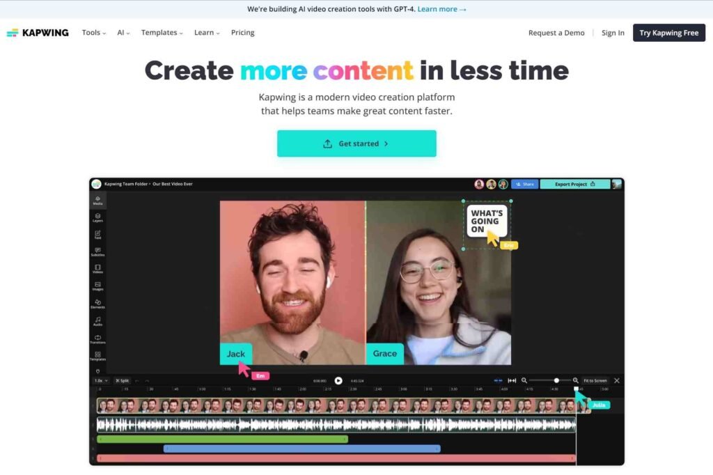Best video marketing software (editing softwares) - Kapwing - ColorWhistle