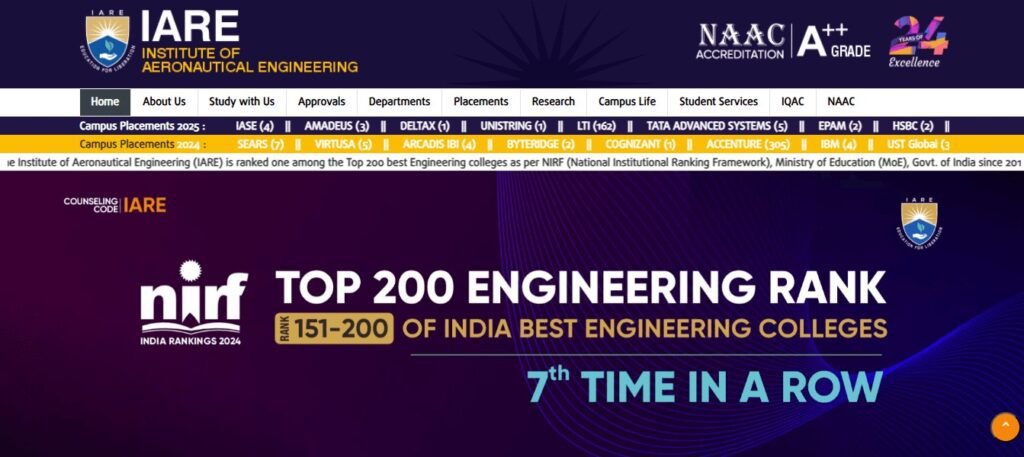 College Website Design Trends & Technologies (IARE Institute of Aeronautical Engineering) - ColorWhistle