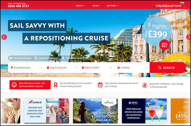 Travel website design and Tourism Cruise Booking Web Design Ideas - ColorWhistle
