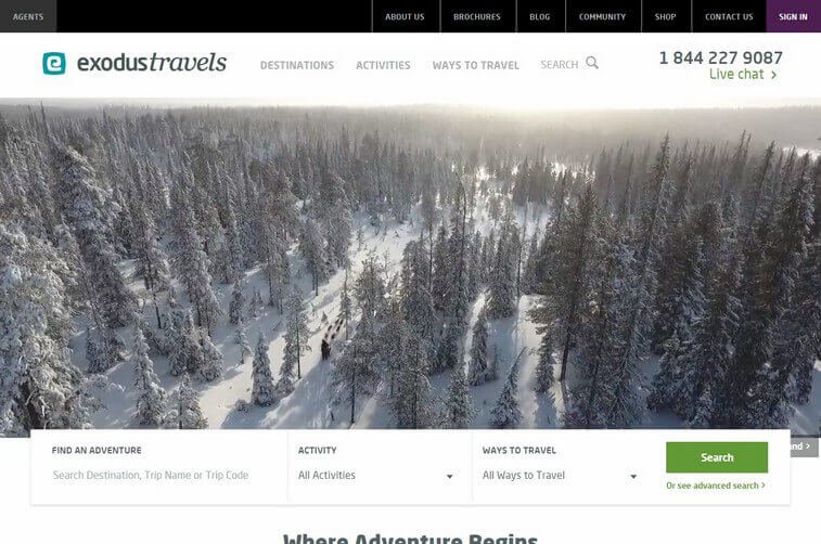 Travel website design and Tourism Planning Website Design Inspirations (Exodus Travels) - ColorWhistle