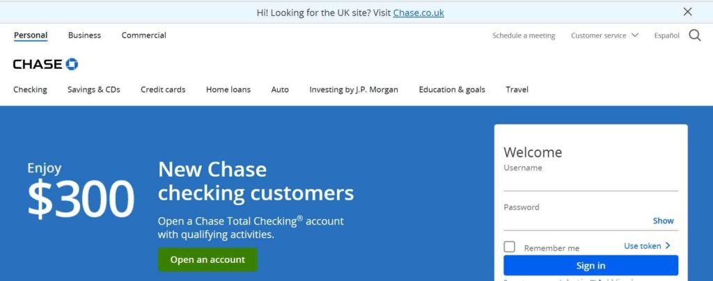 Website Types - Banking Website development - Chase - Colorwhistle