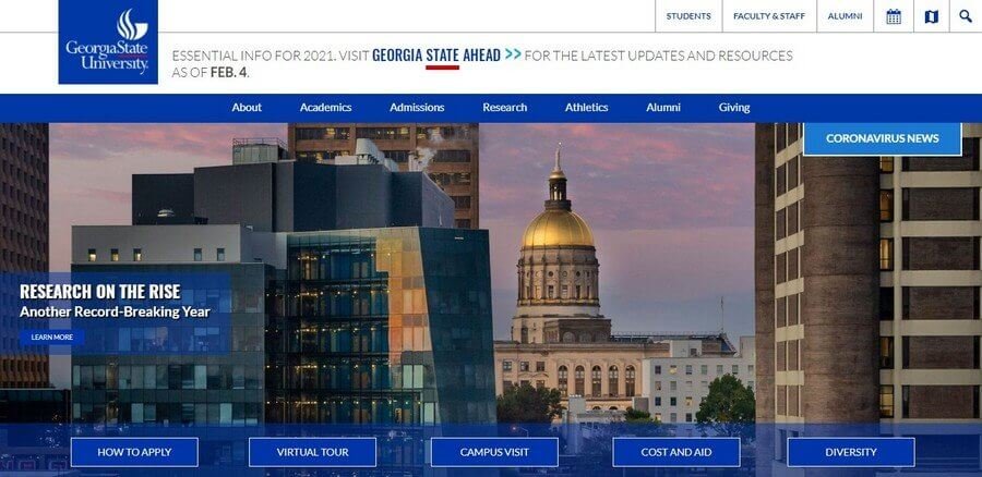 WordPress CMS For Education Industry(Georgia State University) - ColorWhistle