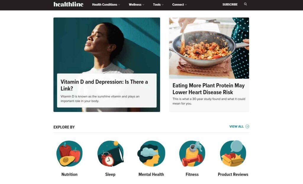 Website Types - Health and Wellness Website development - Healthline - Colorwhistle