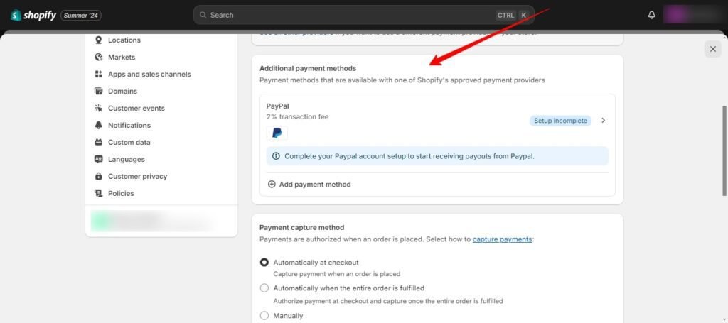 How to Set Up Payments on Shopify (Additional Payment Method) - ColorWhistle