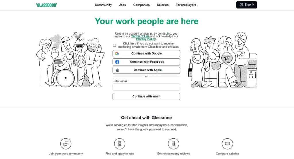 Website Types - Job Board Website development - Glassdoor - Colorwhistle