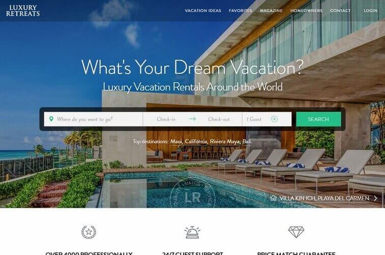 Travel website design and Tourism Planning Web Design Inspirations (luxury Retreats) - ColorWhistle