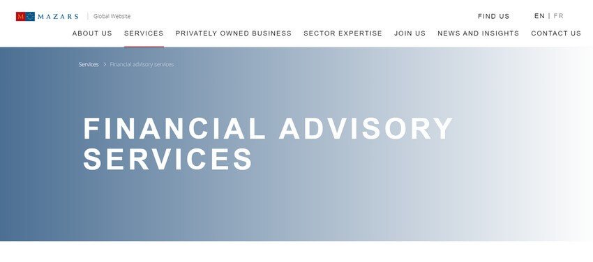 Financial Advisor Website Design Ideas (Mazars) - ColorWhistle