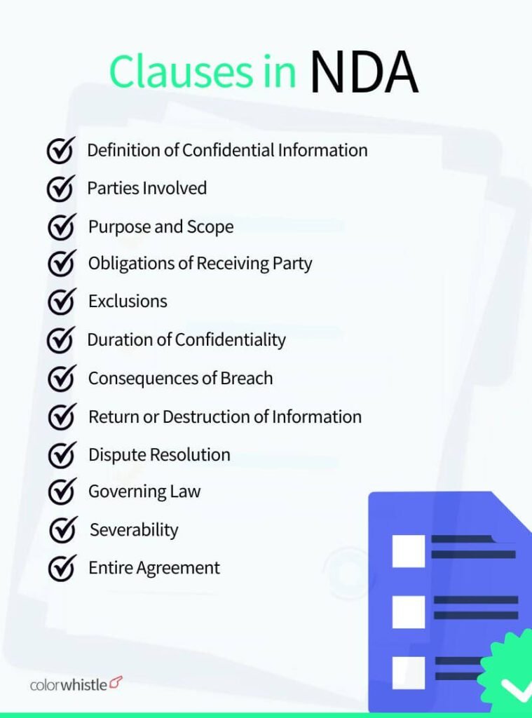 Non-Disclosure Agreements Clauses in NDA - ColorWhistle