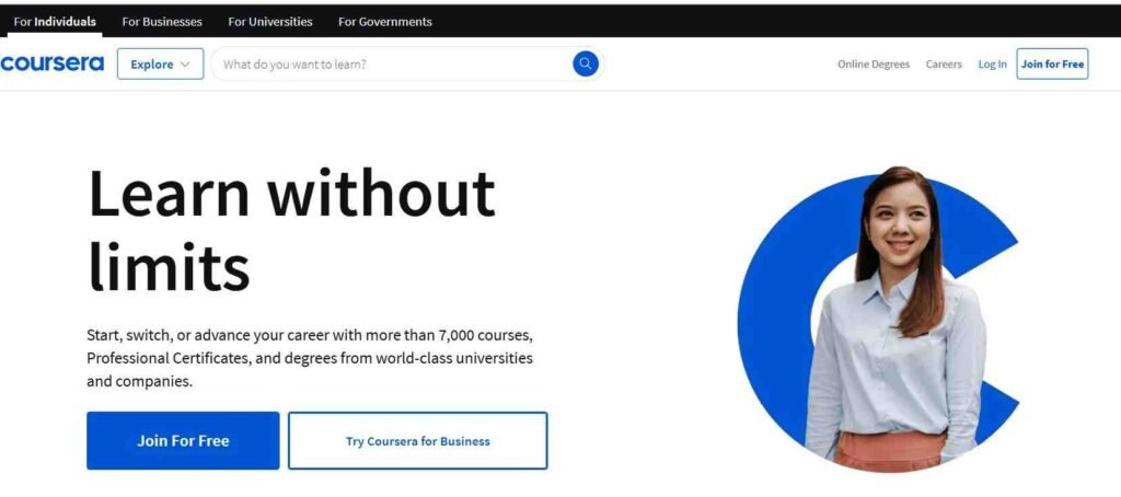 Website Types - Educational website design - Coursera - Colorwhistle