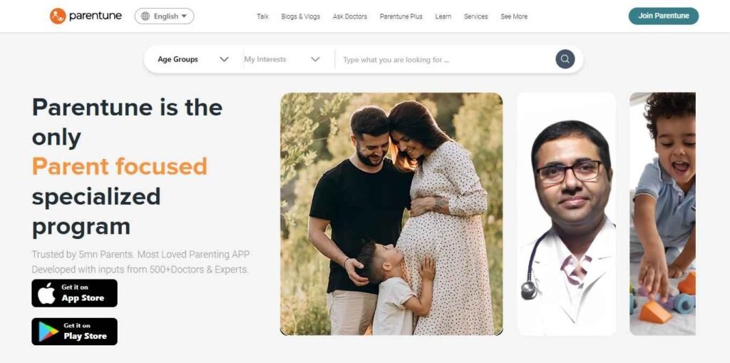 Website Types - Parenting Website development - Parentune - Colorwhistle