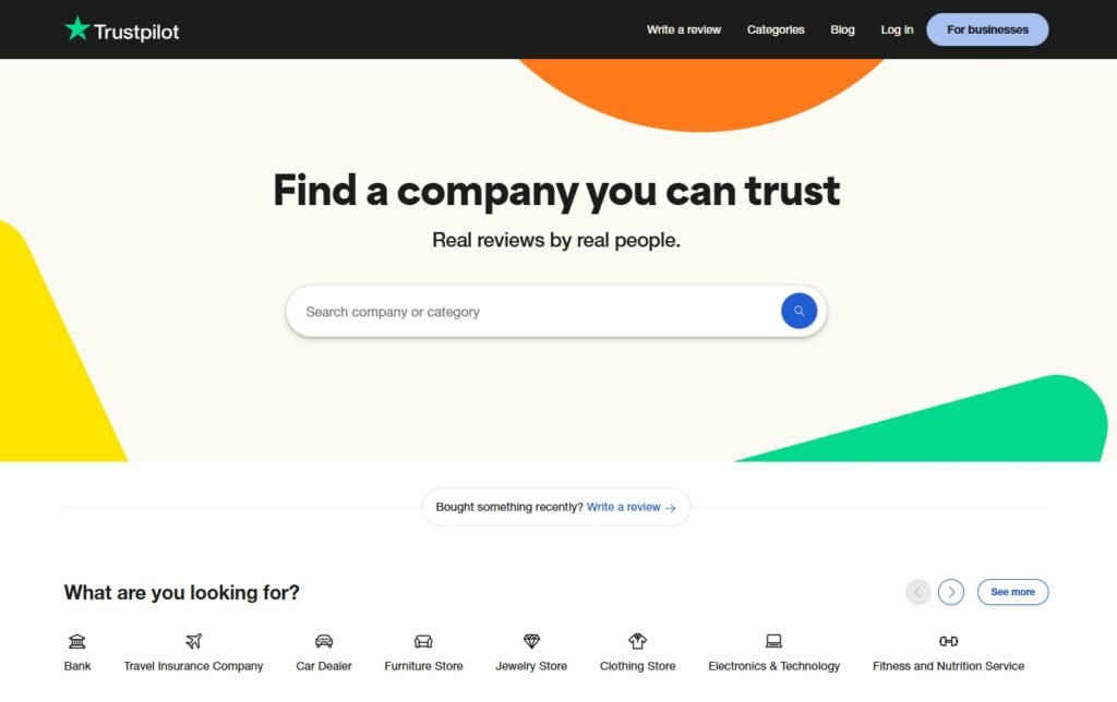 Website Types - Review Website design - Trustpilot - Colorwhistle