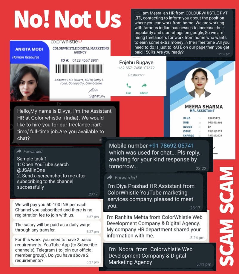 Scam - Fraud Circulation via WhatsApp for Marketing Services 