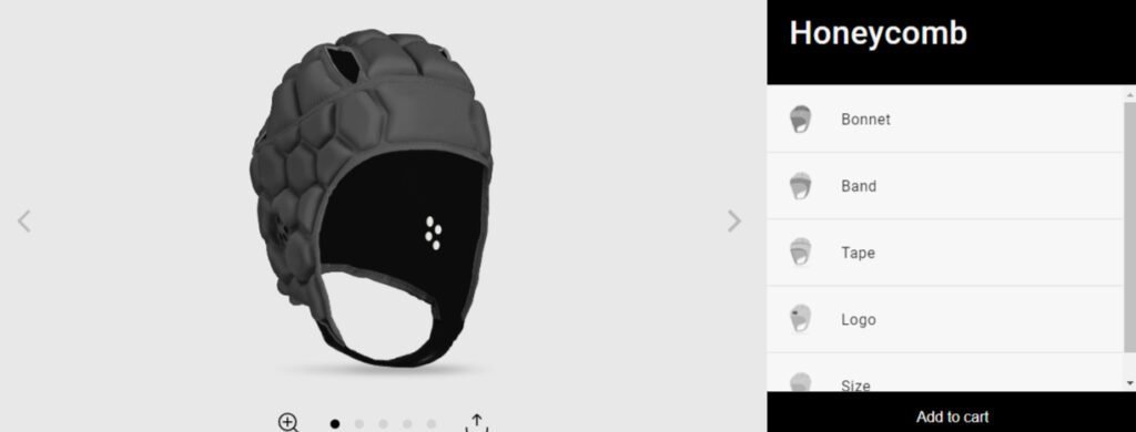 Sports 3D configurator for eCommerce websites (Rugby headgear configurator) - ColorWhistle