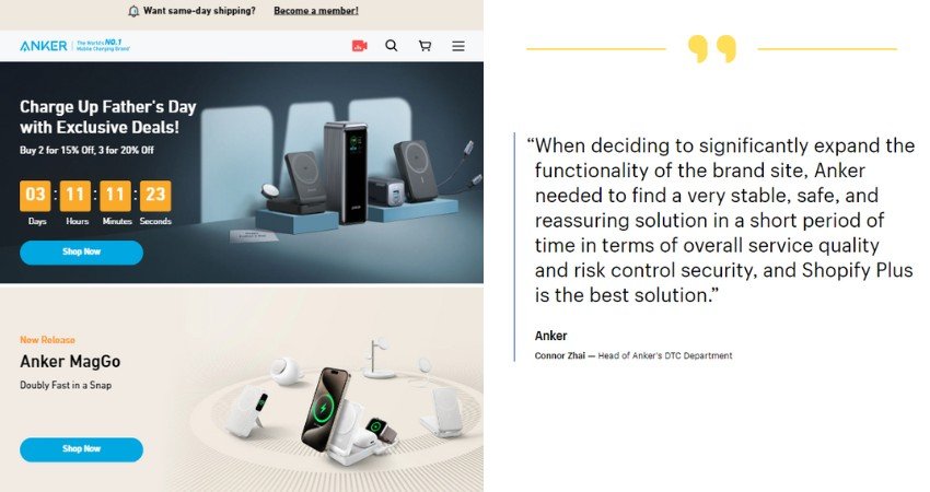Top 21+ Websites Built on Shopify Plus(Anker) - ColorWhistle