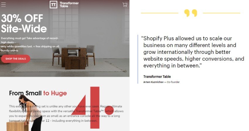 Top 21+ Websites Built on Shopify Plus(Transformer Table) - ColorWhistle