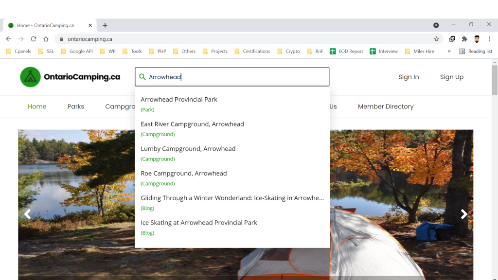 Global_Search - Camping Directory Website Development Using WordPress ACF and User Pro