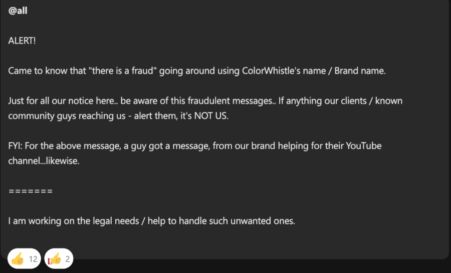 YouTube Marketing Scam - ColorWhistle