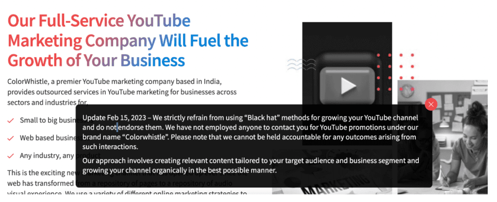 YouTube Marketing Potential Scam - ColorWhistle