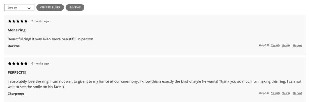 Jewelry Website (Product Testimonials in Jewelry Website Development)  - ColorWhistle