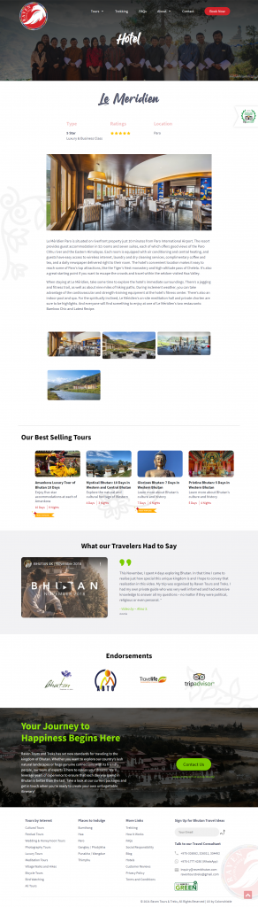 Raven Bhutan Travel and Tours Website Hotel Detailed Page Design - from a client Case study