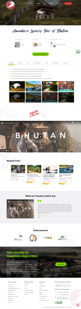 Raven Bhutan Travel and Tours Website Tours Detailed Page Development - Case study