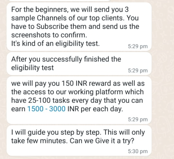Scam - Fraud Circulation via WhatsApp for Marketing Services-victim screenshot10