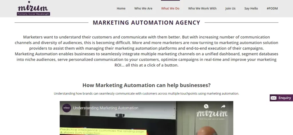 Marketing Automation Service Providers Around World (Mirum) - ColorWhistle